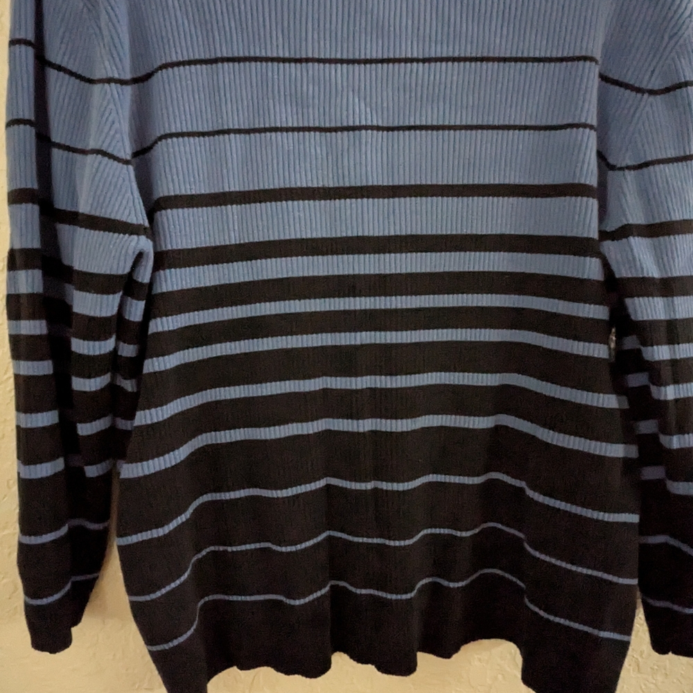 City Silk Women's Striped Blue and Black Sweater Size Large